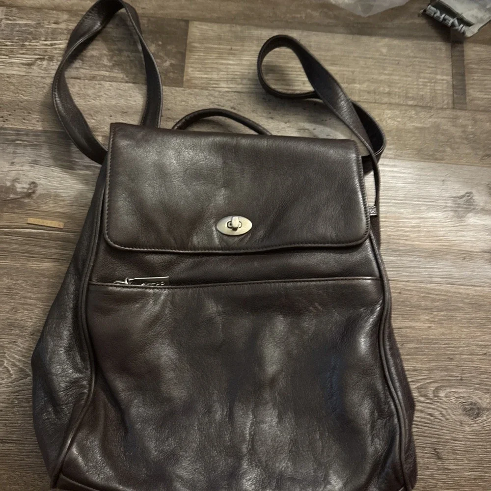 Latico Chocolate Brown Leather Backpack Vintage Pre Owned